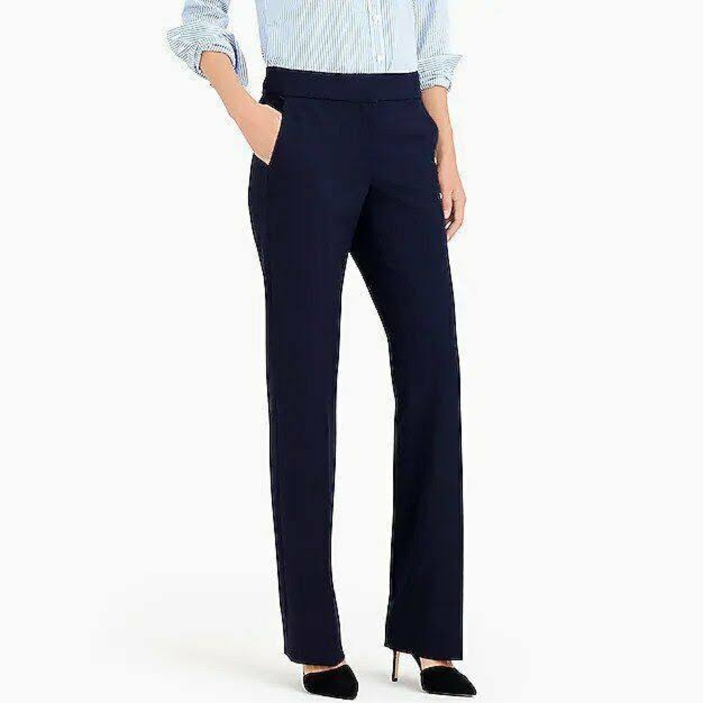 J. Crew Mercantile Perfect Work Pants Navy Straight Leg Professional Size 2